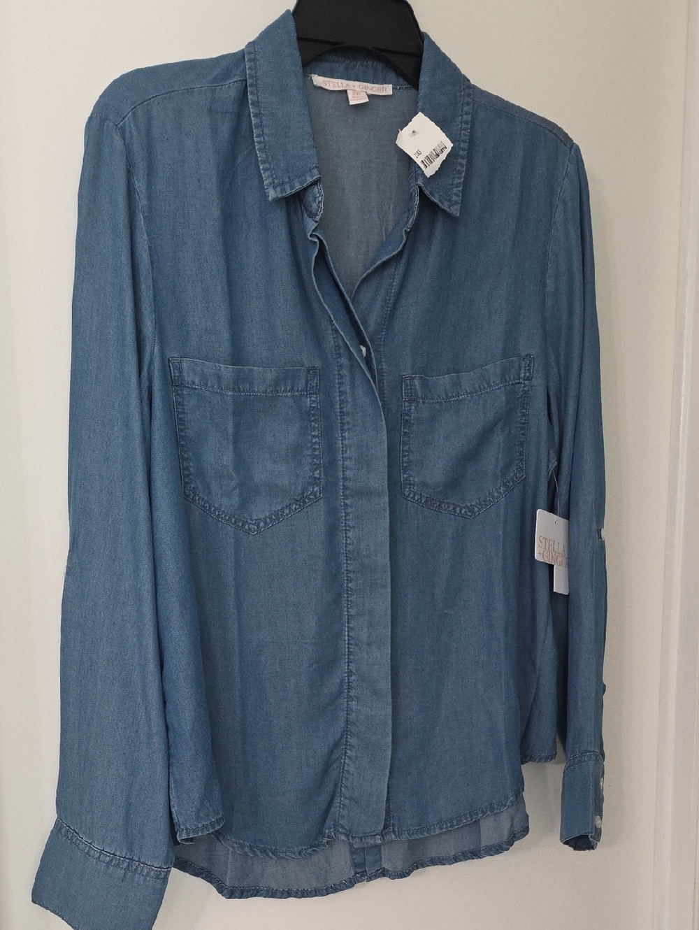Stella &Ginger Light Wash NWT Denim Button-Up Shirt